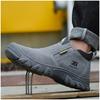 plus size men fashion steel toe cap work safety boots cow suede leather welding shoes worker chelsea ankle botas safe footwear