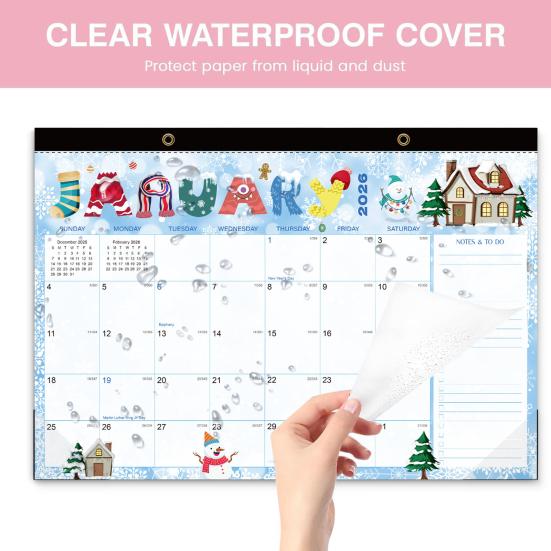 2026-2027 Wall Calendar Jan.2025 - Jun.2026 18 Monthly Planner 12" X 17" Wall Hanging Calendar with Hanging Hook And Julian Dates for Organizing
