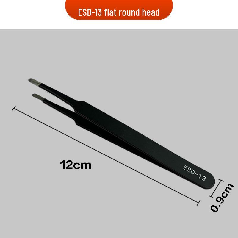 Precision Anti-static Stainless Steel Tweezers Set: Straight Tip, Bent Tip, Thickened, Pointed Tip, Bird's Nest Beauty Tweezers.