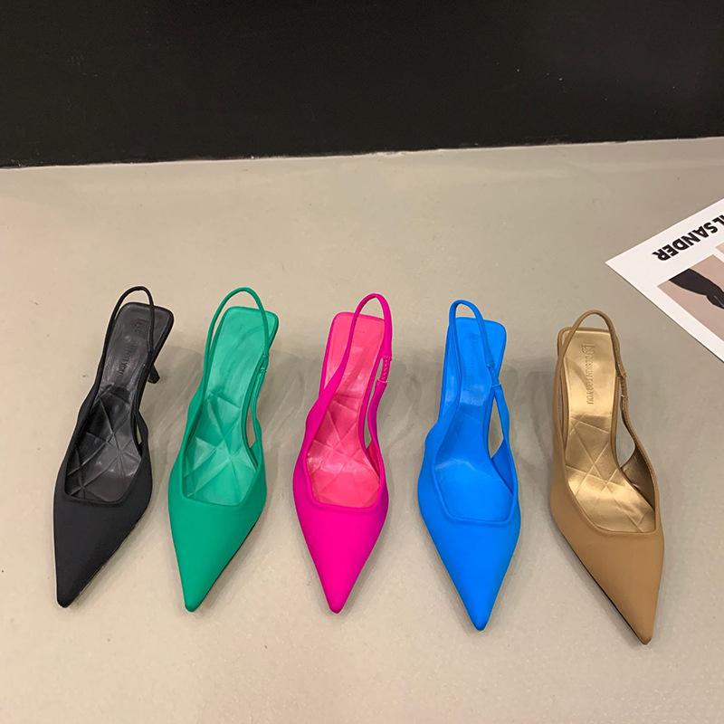 Black high heels women's 2025 spring new small French Korean version single shoes with skirt pointed stiletto sandals