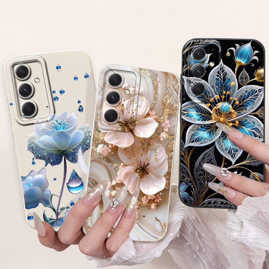 Case For Samsung Galaxy A53 A54 A55 5G Cover SM-A536B SM-A546V SM-A556B Shockproof Funda Fashion Flower Soft Silicone Matte Etui