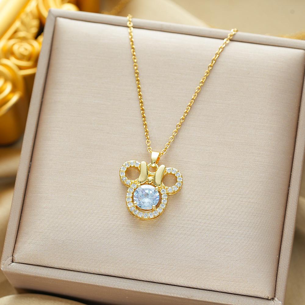 Titanium Steel Zircon Butterfly Pendant Necklace - Simple & Versatile Clavicle Accessory