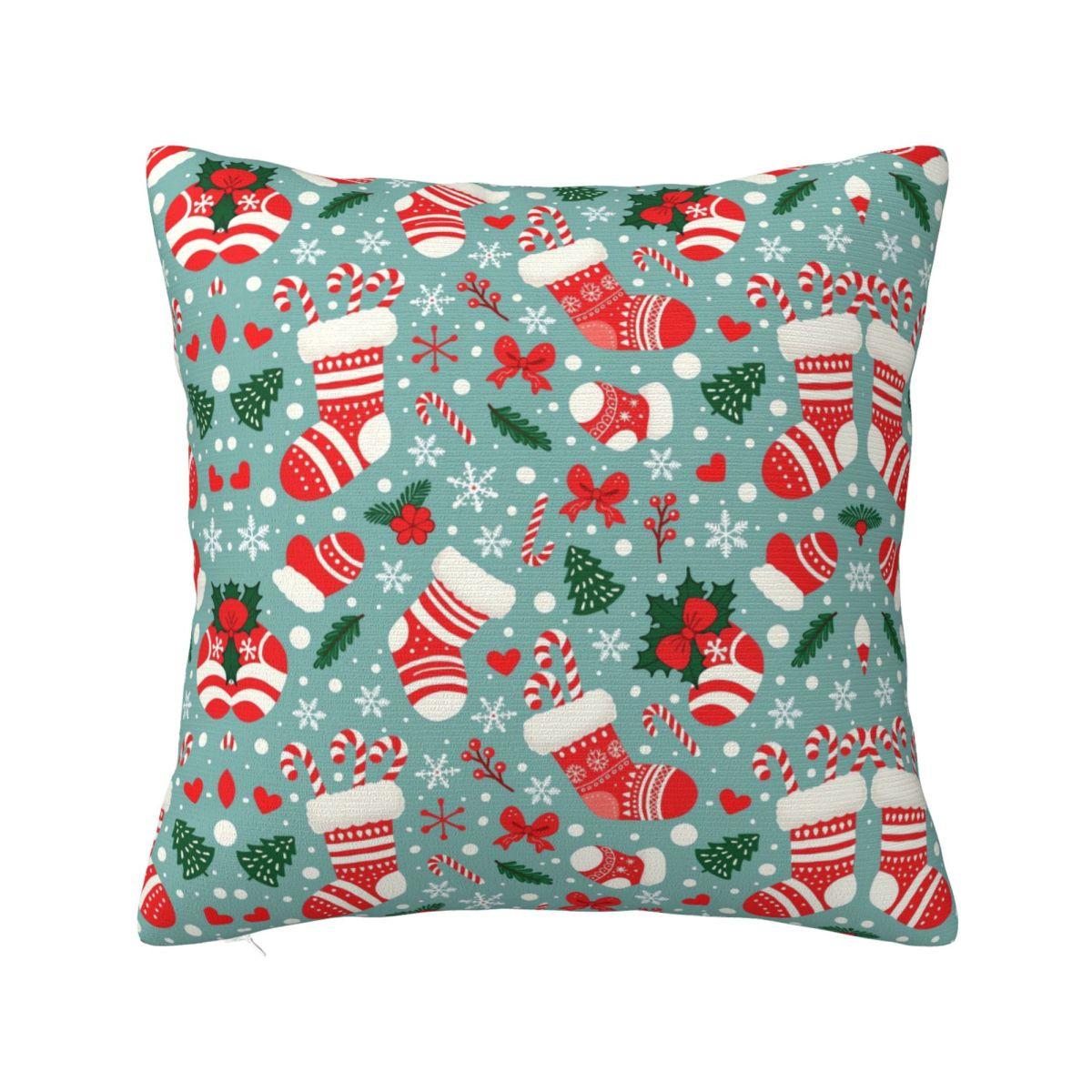 Plaid & Holiday Christmas Pillow Cover Fashion Pillow Case For Sofa Home Decorative Cushion Cover Soft Pattern Pillowcases Gift 12x12Inch