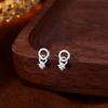 S999 Sterling Silver Geometric Double Ring Stud Earrings - Simple Design Silver Earring Accessories