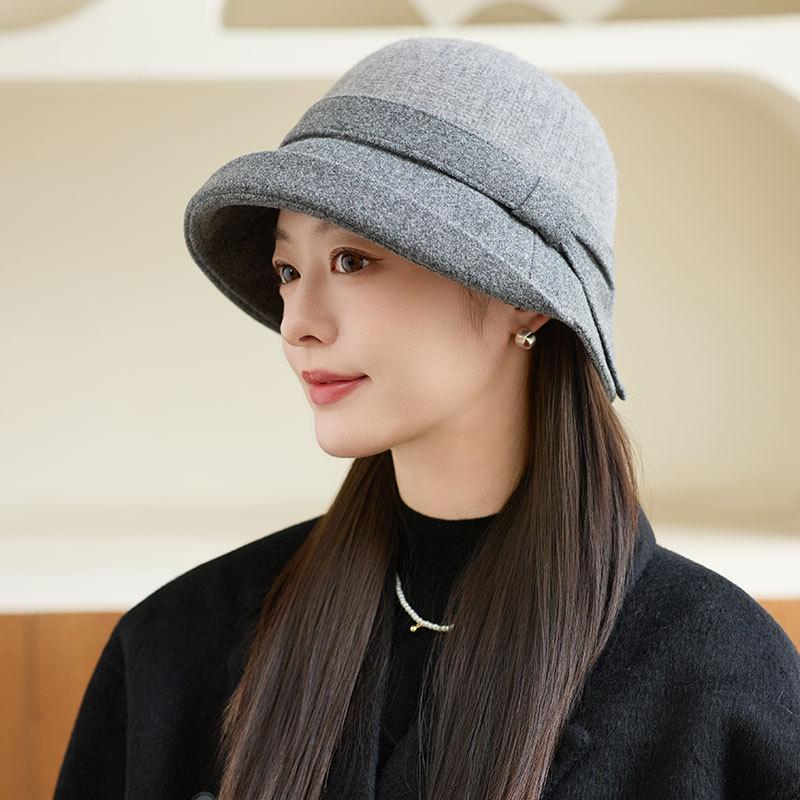 Mode Wolle Retro Fischerhut Herbst und Winter Damen Warmer Plüsch Beckenhut