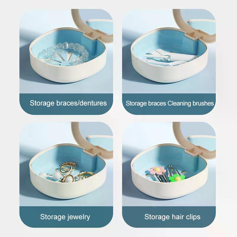 1 Pcs Braces Case With Mirror Dental Retainer Box Case Magnetic Aligner Mouth Guard Container For Teeth Travel False Denture Box