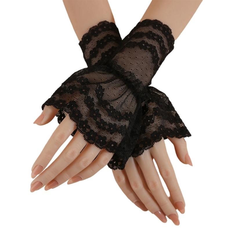 Breathable Wrist Covers With Lace Patterns Sheer Nails Art Photo Props Comfortable Sheer Sleeves