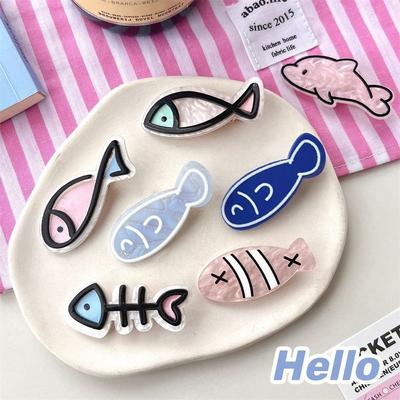 Lustige Süße Fischgräten-Haarspange für Kinder Acryl Geometrie Delphin Haarspangen Mädchen Meerjungfrau Ornament Kind Entenschnabel-Klammer