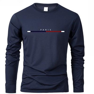 Spring and Autumn Round Neck Letter "PARIS" Pattern 3D Printed Top Fashionable Casual Long Sleeved Men's T-shirts