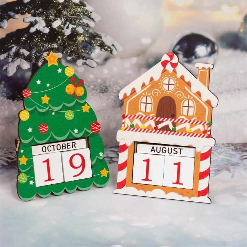 Christmas Calendar Wood Design Festival Table Decoration Countdown Calendar with Numbered Days