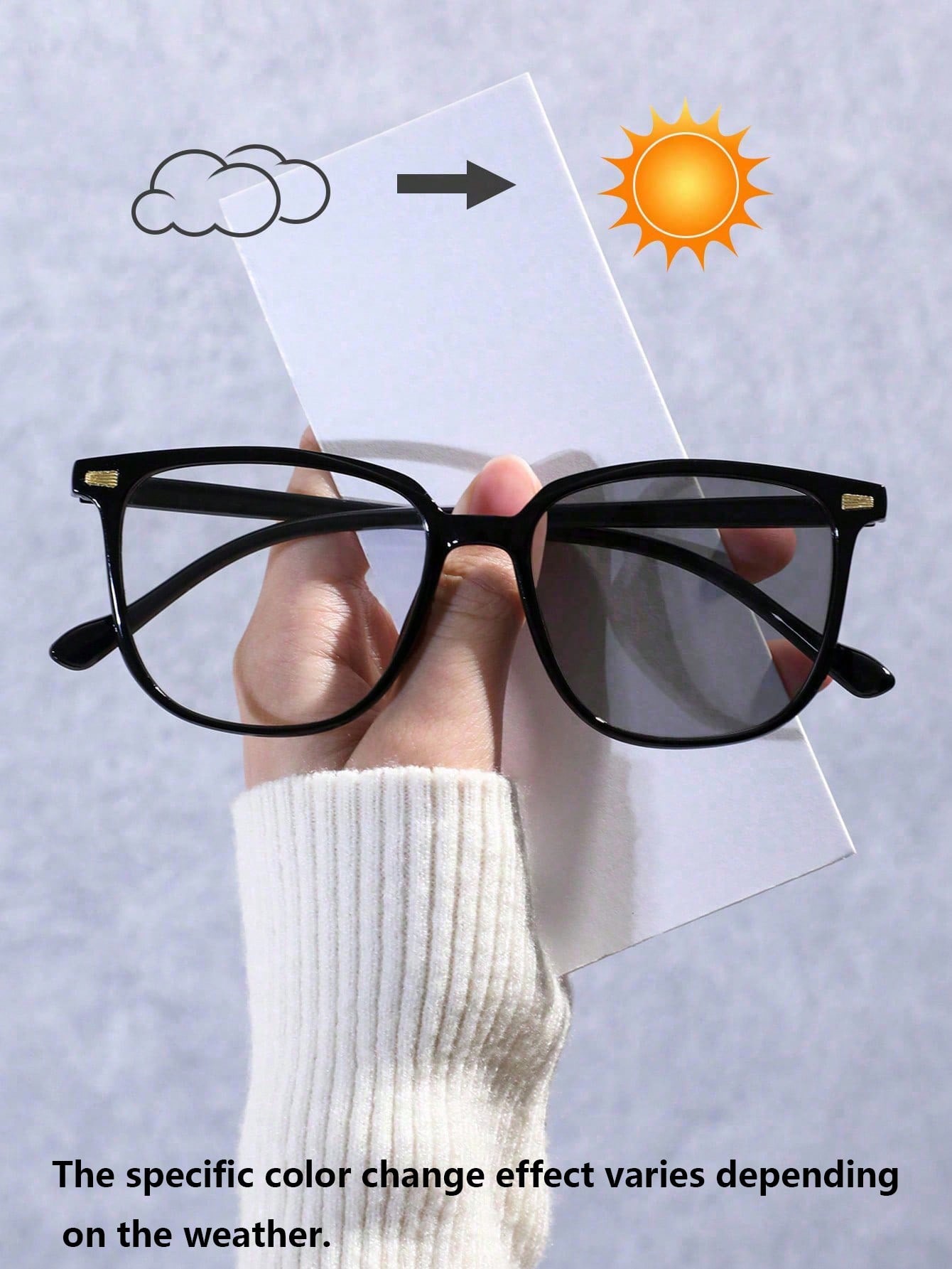 

1PC Classic Fashion Square Plastic Frame Photochromic Glasses For Outdoor Daily Life Simple Style Eyewear Accessories.