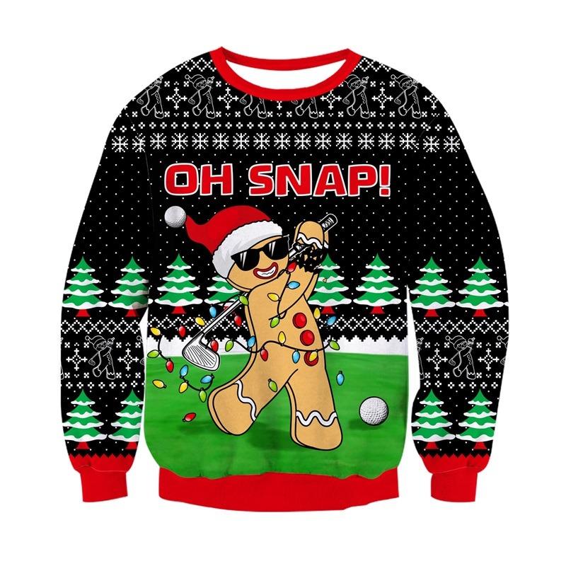 Xmas Christmas Sweater For Men Women Long Sleeve Funny Ugly Santa Claus Playing Hockey Jumpers Party Pullover Sweatshirt
