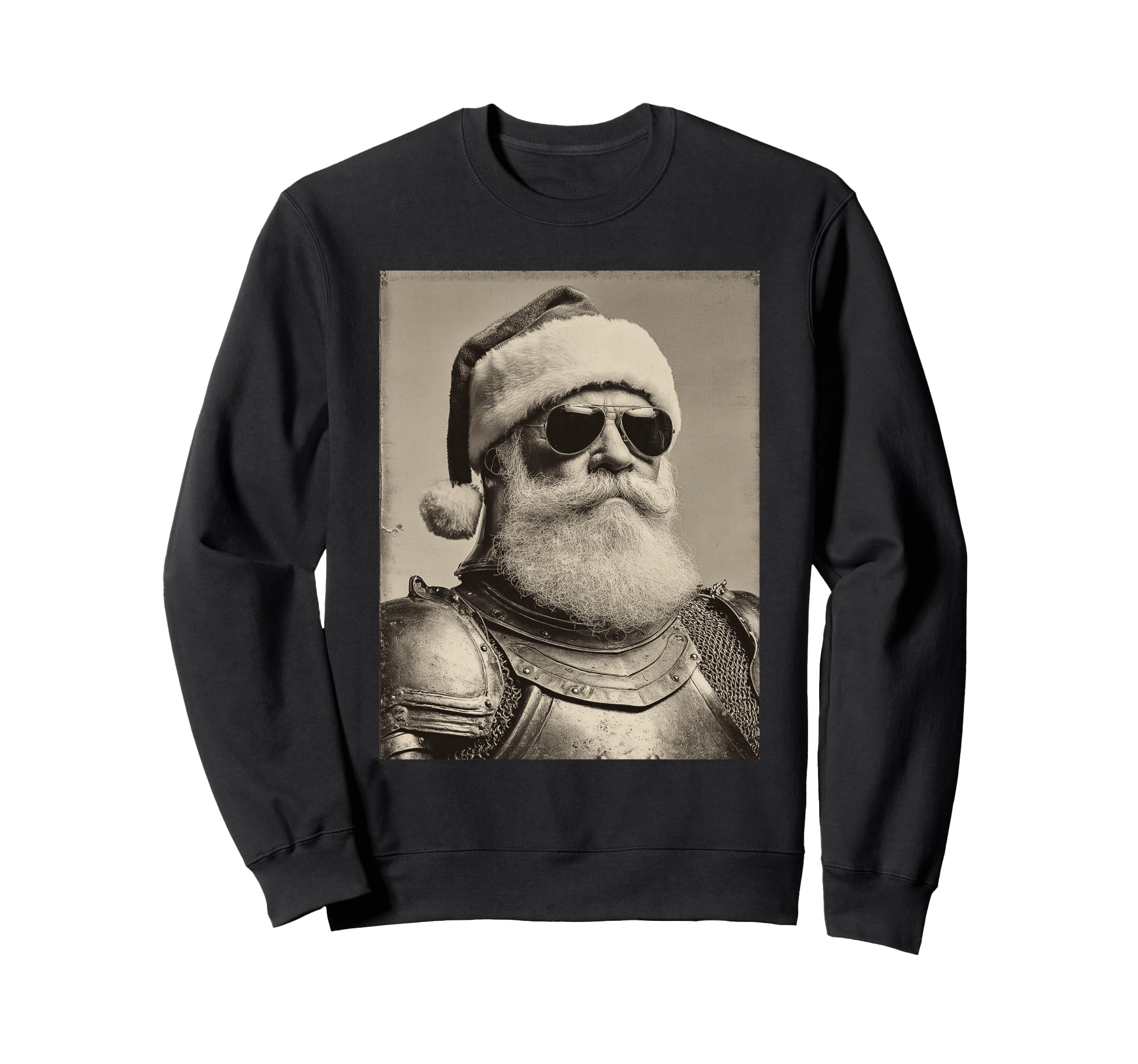 

Festive Medieval Knight Santa Claus Sunglasses Retro Christmas Sweatshirt