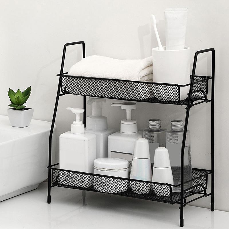 Double Layer Iron Kitchen Storage Rack Wire Spice Organizer Metal Cosmetic Makeup Basket Holder Dish Drainer Bathroom Desk Shelf
