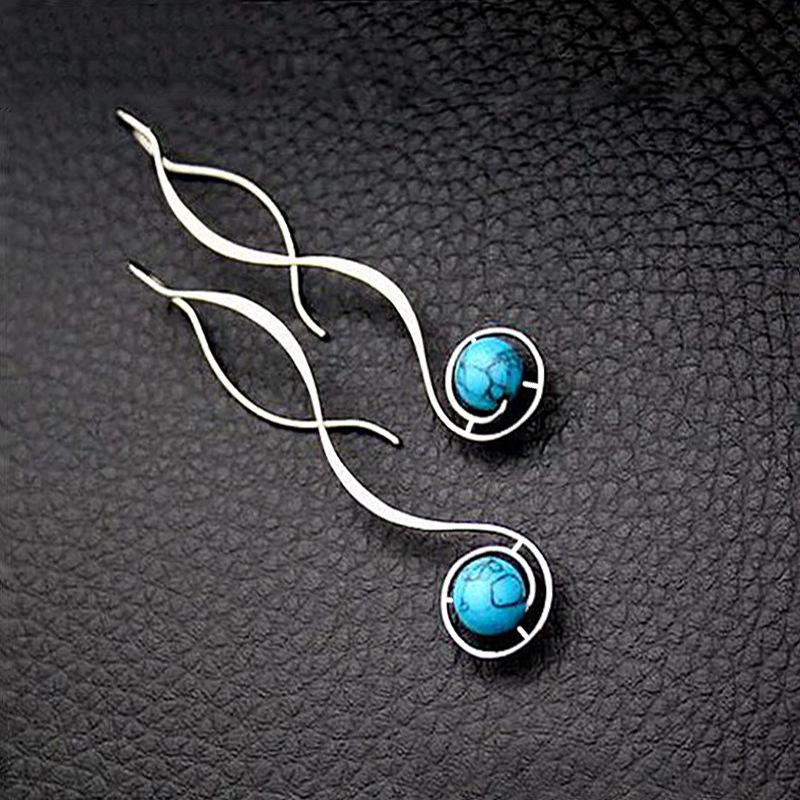 Retro Turquoise Long Earrings - Simple, Fashionable, Popular Accessories