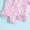 Girls' Cartoon One-Piece Swimsuit with Sun Protection