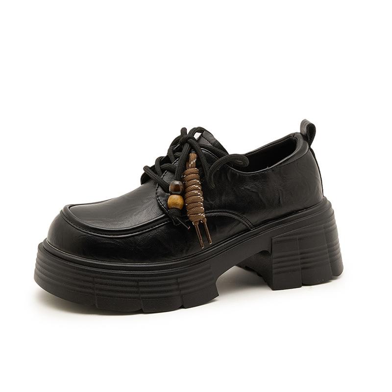 

Platform leather loafers women s 2025 new autumn fashion height increase single shoes versatile platform small leather shoes women 35