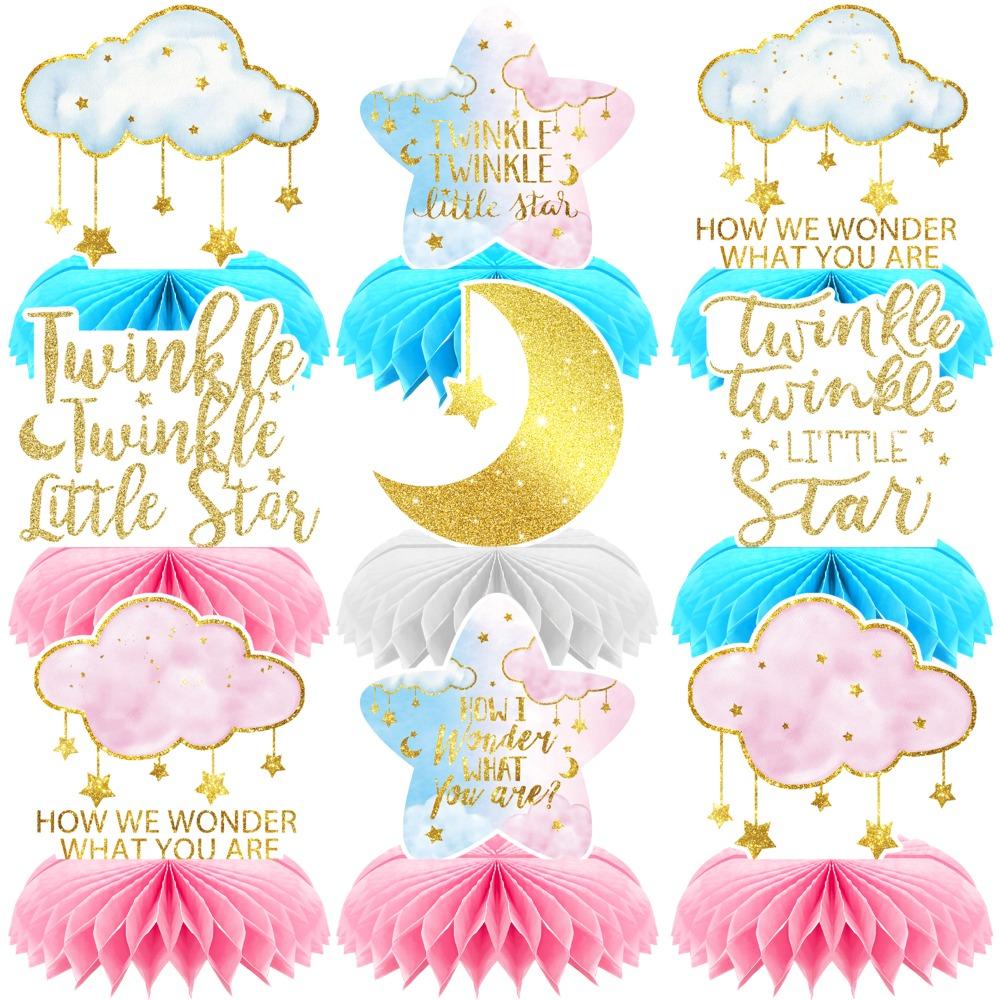 

9PCS Twinkle Little Star Baby Shower Centerpieces He or She Party Decor Dreamy Clouds & Stars Decorations