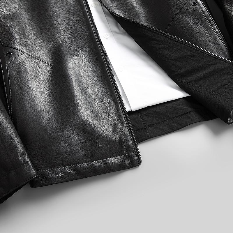 Autumn and Winter Genuine Leather Coat First Layer Cowhide Jacket Men's Business Reversible Fur Short Pure Cowhide