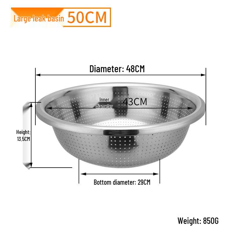 Extra Large Non-Slip Stainless Steel Bowl for Vegetables, Dough Kneading, and Laundry