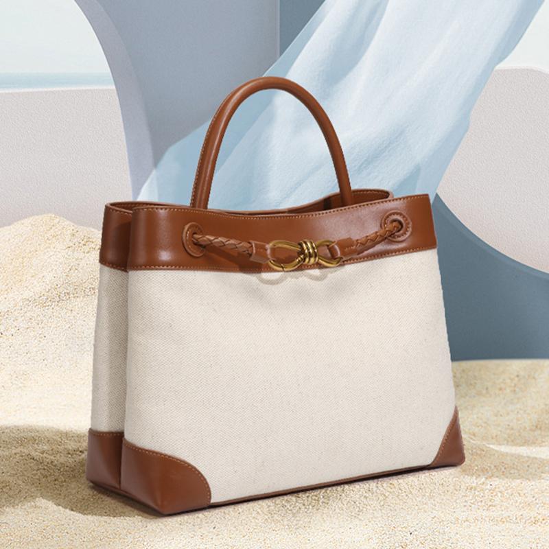 Canvas und Leder Retro Damen Tasche Schulter Damen Luxus Damen Taschen Handtaschen Trend Business Casual Umhängetasche Frau