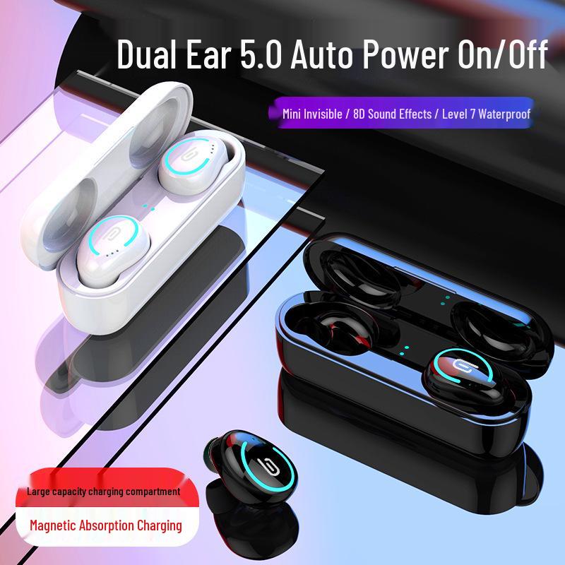 Waterproof Bluetooth 5.0 Sports Earphones: Dual Ear Stereo Mini Wireless with In-ear Charging