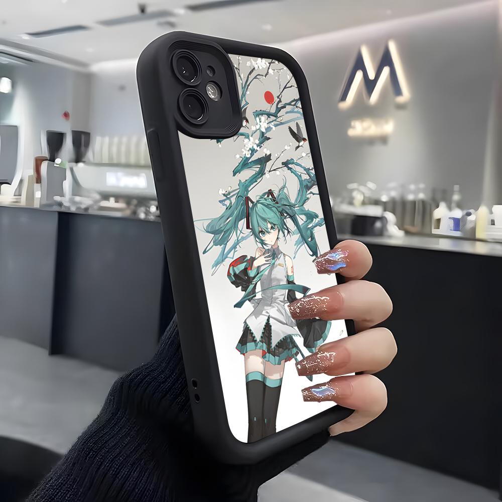 Kawaii M-mikuES Phone Case For IPhone Air 17 Pro Max 16 E 15 14 Pro Max 13 12 11 Mini Plus Soft Silicone Black Cover