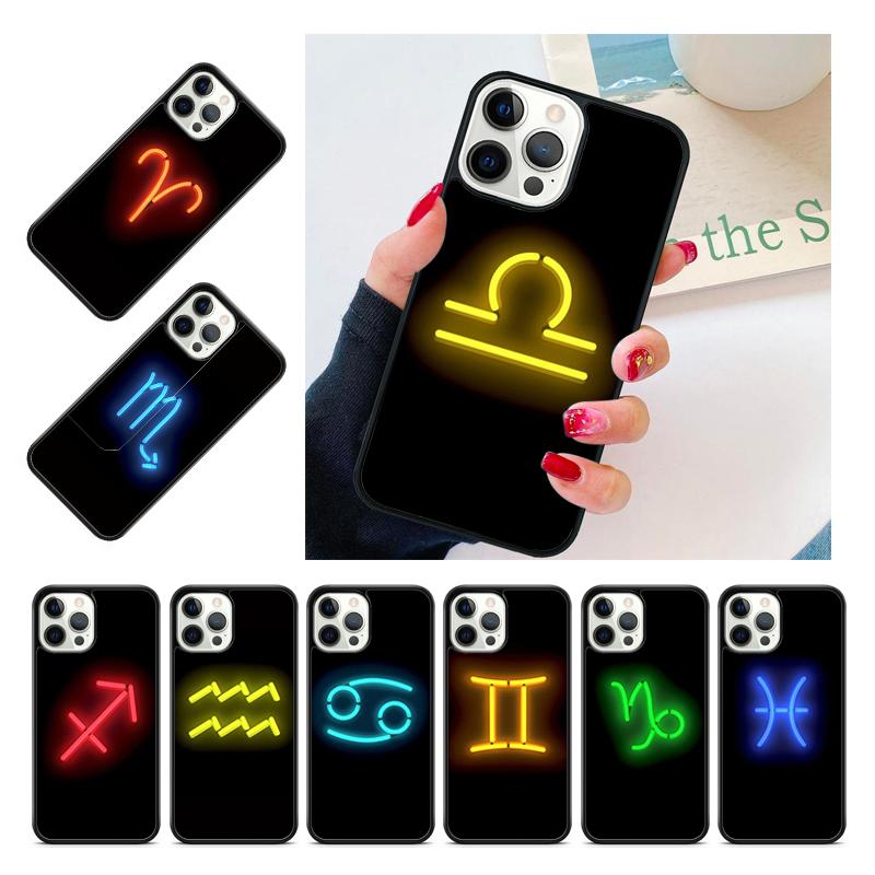 Neon Zodiac Signs Coque Shell For iPhone 17 Air 15 16 14 13 12 Pro Max 11 Pro Max Plus Phone Case Cover