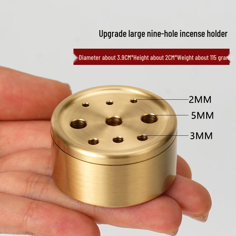 Nine-Hole Zen Brass Incense Holder - Ash-Free & Multi-Hole Mini Burner