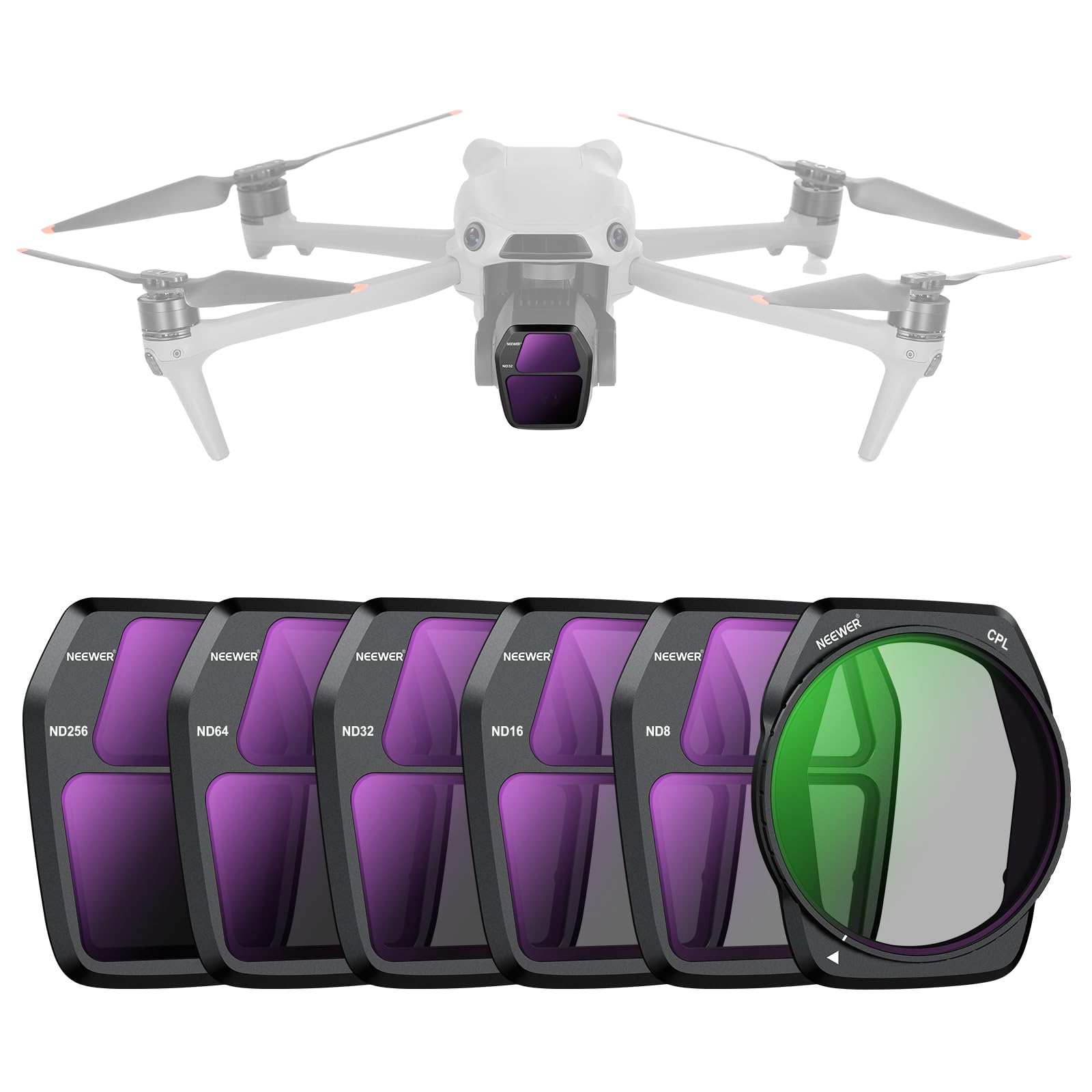 

Набор ND-фильтров NEEWER, совместимый с Air 3S, 6 штук, ультратонкий, многослойное покрытие, стекло HD, защита, фильтр нейтральной плотности, поляризационный фильтр, фильтр для объектива, дрон