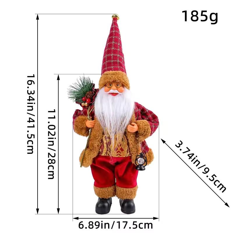 Christmas Standing Santa Doll Creative Plush Figurine Backpack Santa Claus Decoration Holiday Ornament