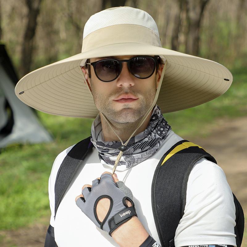 Klassischer Flacher Sonnenhut Mit Großem Schirm Und Sonnenschutz Für Herren Sommerliche Outdoor-Kleidung