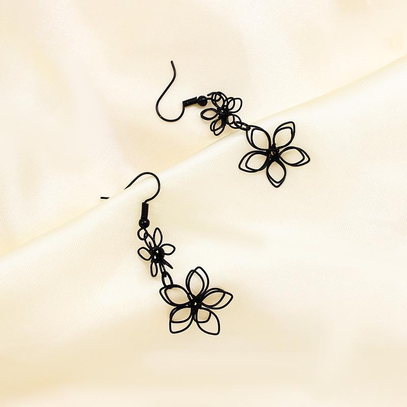 Chic Hollow Flower Double Pendant Earrings with 3D Design