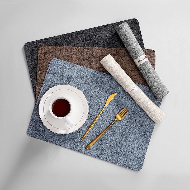 Nordic Retro PU Leather Placemats Waterproof OilProof Table Mats for Kitchen Dining Room Decoration