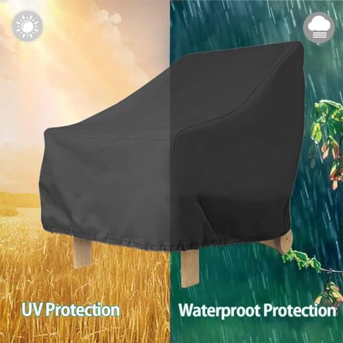 Gatphy Patio Furniture Cover Waterproof Windproof, 210D Outdoor Chair Cover 80x85x91cm UV Resistant Tear Resistant with Adjustable Cord, Black