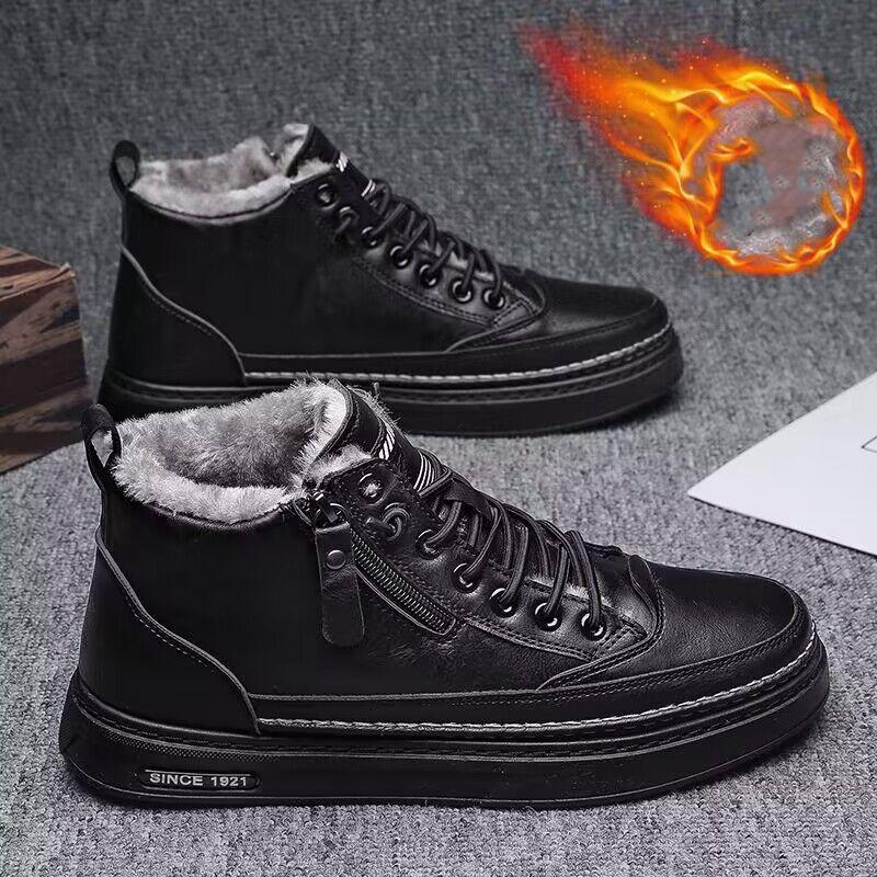 

Мужская зимняя теплая хлопковая обувь, классическая мода, ретро, плюшевые, удобные, нескользящие, зимние ботинки, повседневная обувь для спорта на открытом воздухе 44 чёрный
