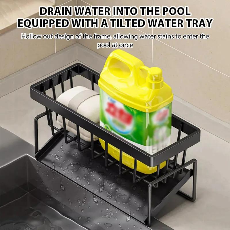 Kitchen Sink Drain Rack Organizer-Countertop Storage Shelf,for Soap Sponge Dishcloth Towel Spice, Multi-Functional Filter Basket