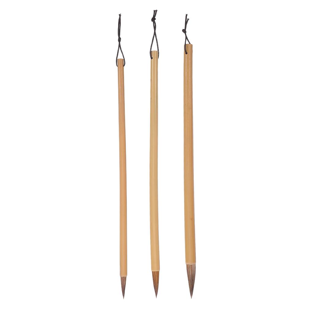 3Pcs Chinese Calligraphy Brush Set Bamboo Handle Wolf Hair Ink Painting Brushes for Calligraphy Drawing Japanese Watercolor Art