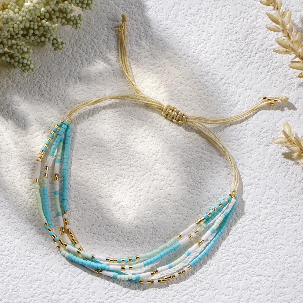Go2boho Multi Dainty Four-Layer Series Trendy Handmade Jewelry Hawaii BOHO Fashion Beaded Bracelets Gifts for Her