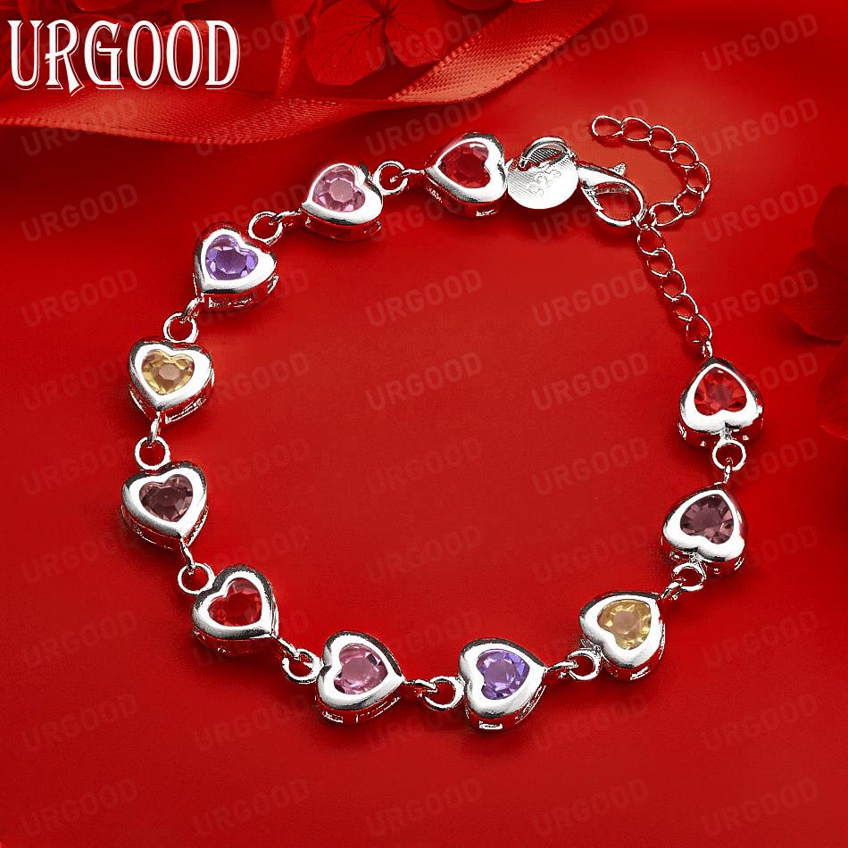 Bracciale Regalo in Argento Sterling 925 con Zirconi AAA a Forma di Cuore
