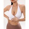 Hanging Neck Deep V Triangle Cup Seamless European and American Fitness Bra Adjustable Shoulder Strap Beauty Back Running Yoga Base Vest