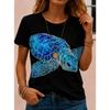 Fashion Women Retro Creative Turtle Pattern Print T Shirt Funny Casual O-neck Short Sleeves T-shirt Summer Female Tee Shirt
