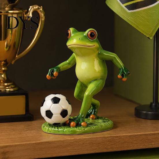 Stable Resin Figurine Football Player Frog Statue, Cute Garden Whimsical Waterproof Yard Statue for Outdoor Indoor Table Decor Decorative Grass