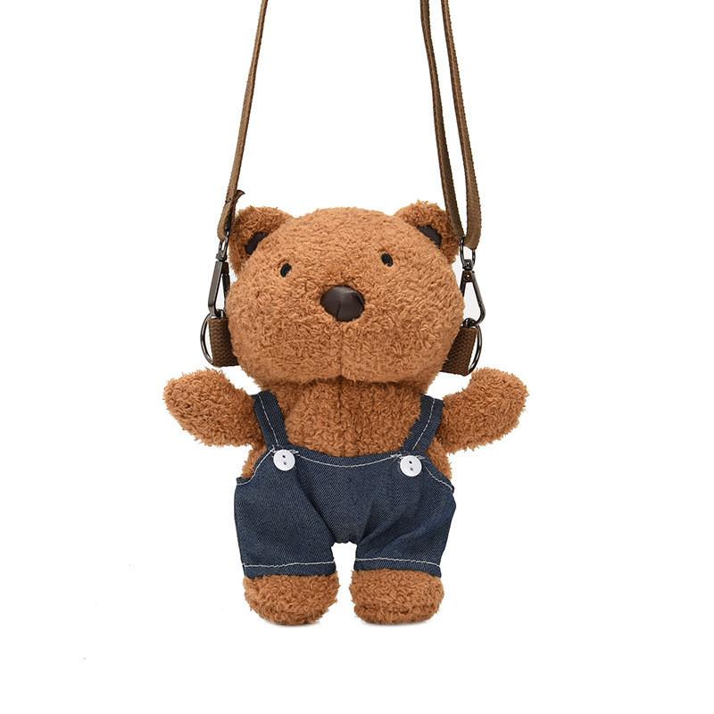 Cartoon Bear Plush Mini Sling Bag With Inner Pocket For Teens Streetwear Fashion