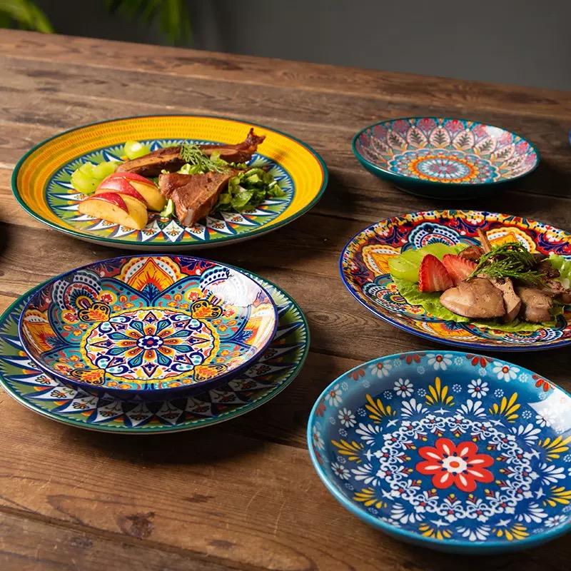 6.5in/8in/10in Ceramic Plates Egg Plate Bone Disc Western Steak Main Course Plates Shallow Flat Plates