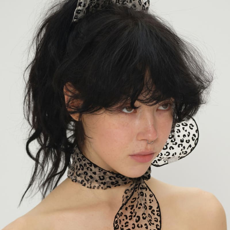 Eireve LEOPARD ORGANZA SCARF (BEIGE)