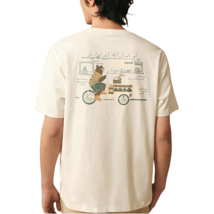 Timberland T-Shirts Men's Ivory Crew Neck Moderate Straight Fit A5RMMCM9