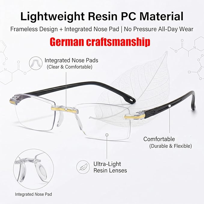 Smart Zoom Blue‑Light Blocking Eyeglasses with Automatic Near‑and‑Far Dual‑Focus Adjustment, Gold Color 3PCS