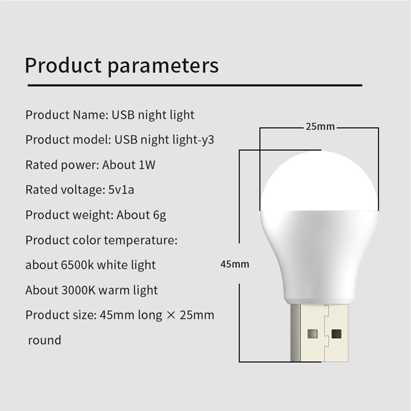 2pcs USB Plug Lamp Mini LED Night Light Book Light Computer Mobile Power Bank Charging Lamp 5V Eye Protection Reading Light