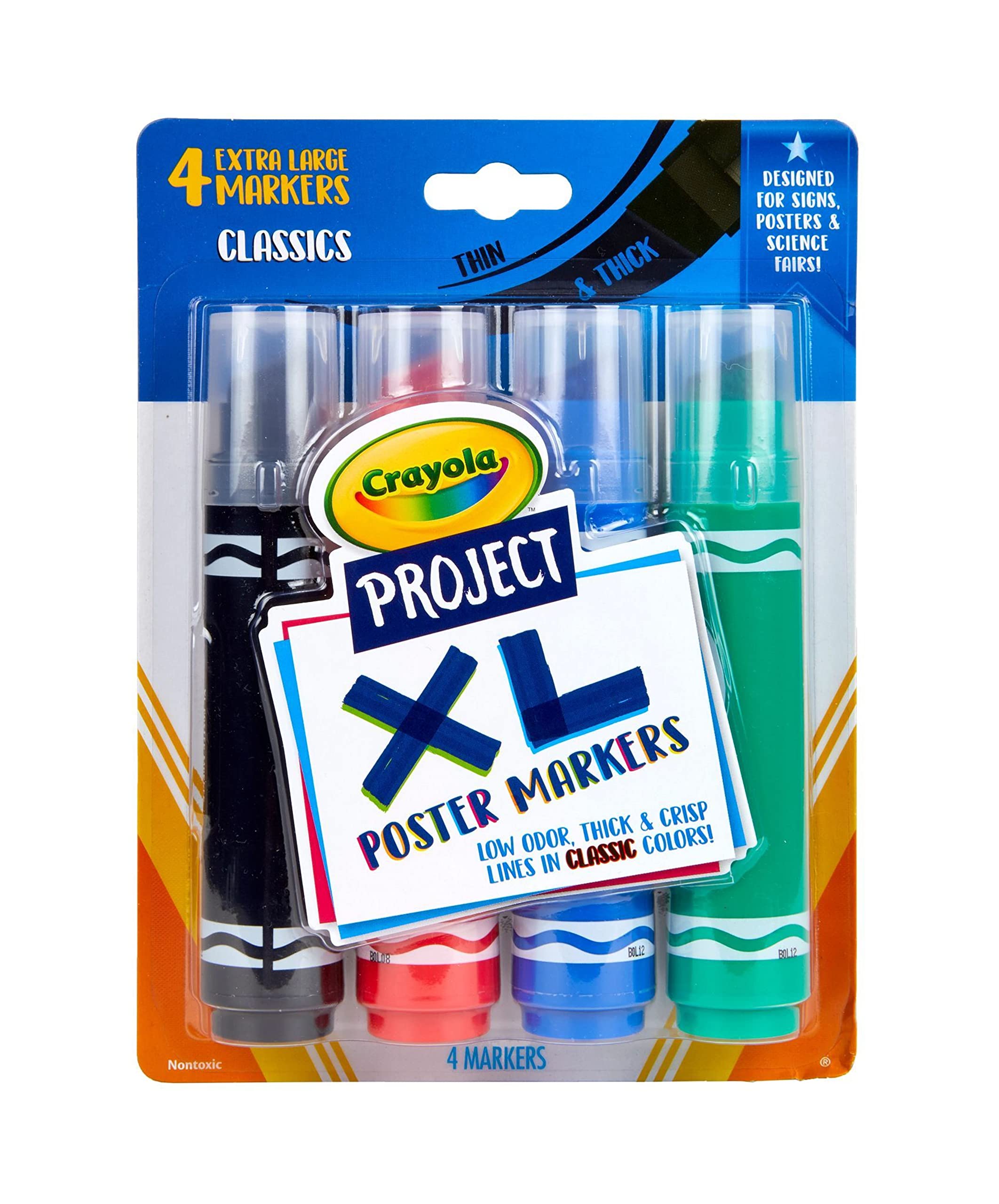 

Crayola Marker Project Extra Large Poster Classic 4 Authentic Markers, Water-Based, Colors, Colors, 588356,
